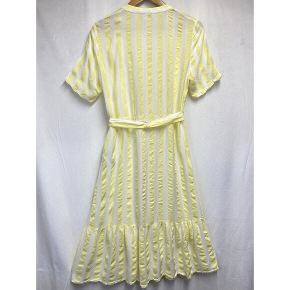 JACQUELINE DE YONG Split Crew Button-Up Belted Tiered Shirt Dress Women Size 38 - Picture 2 of 14